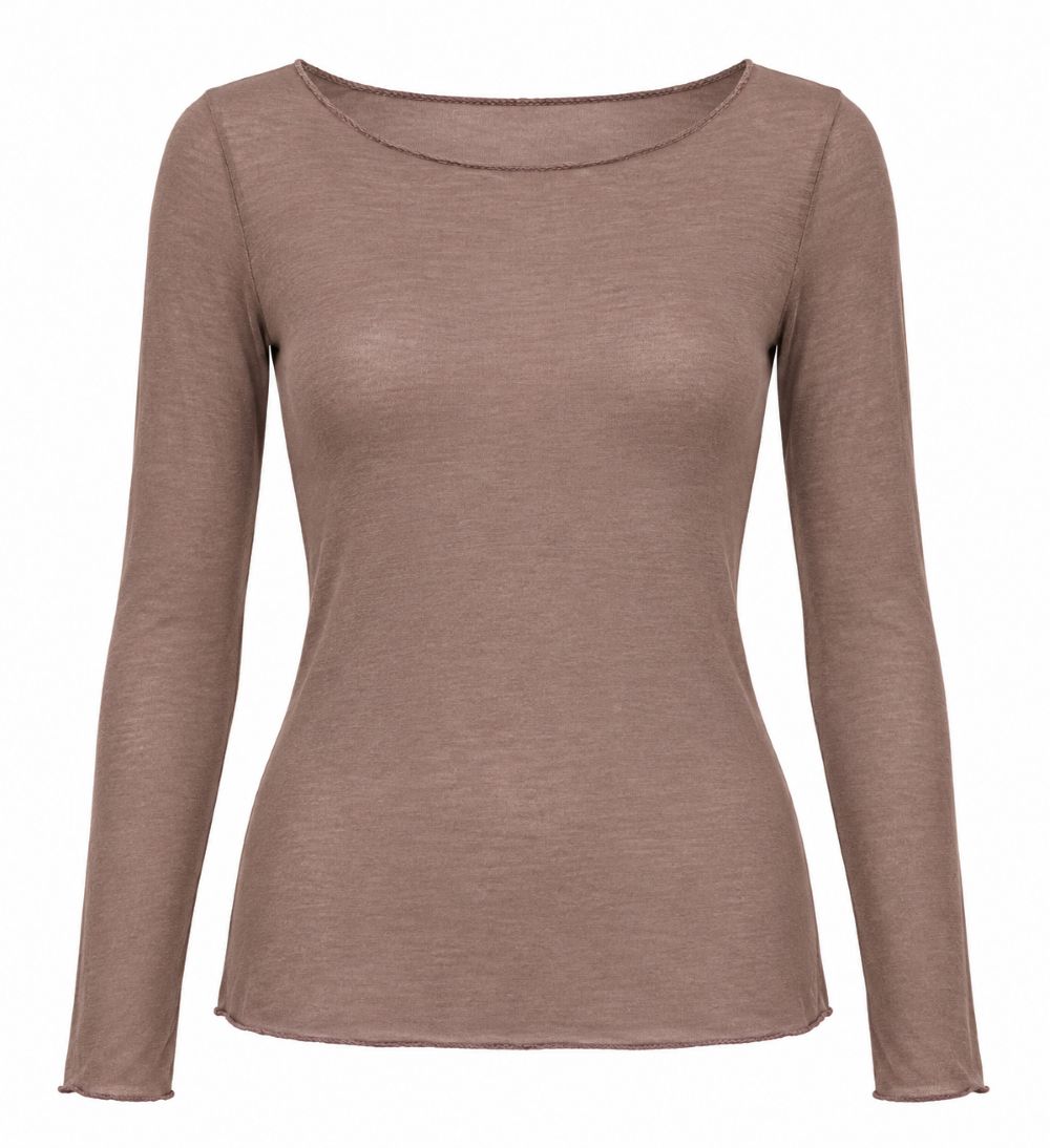 Leicht transparentes Longsleeve mit Rundhals & Cashmere