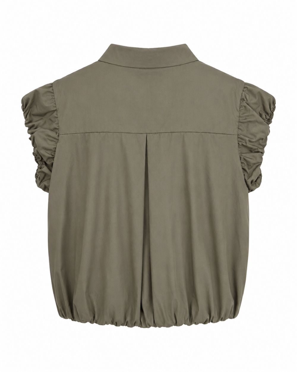 Damen Ballon-Bluse mit gerafften kurzen Statement-Ärmeln