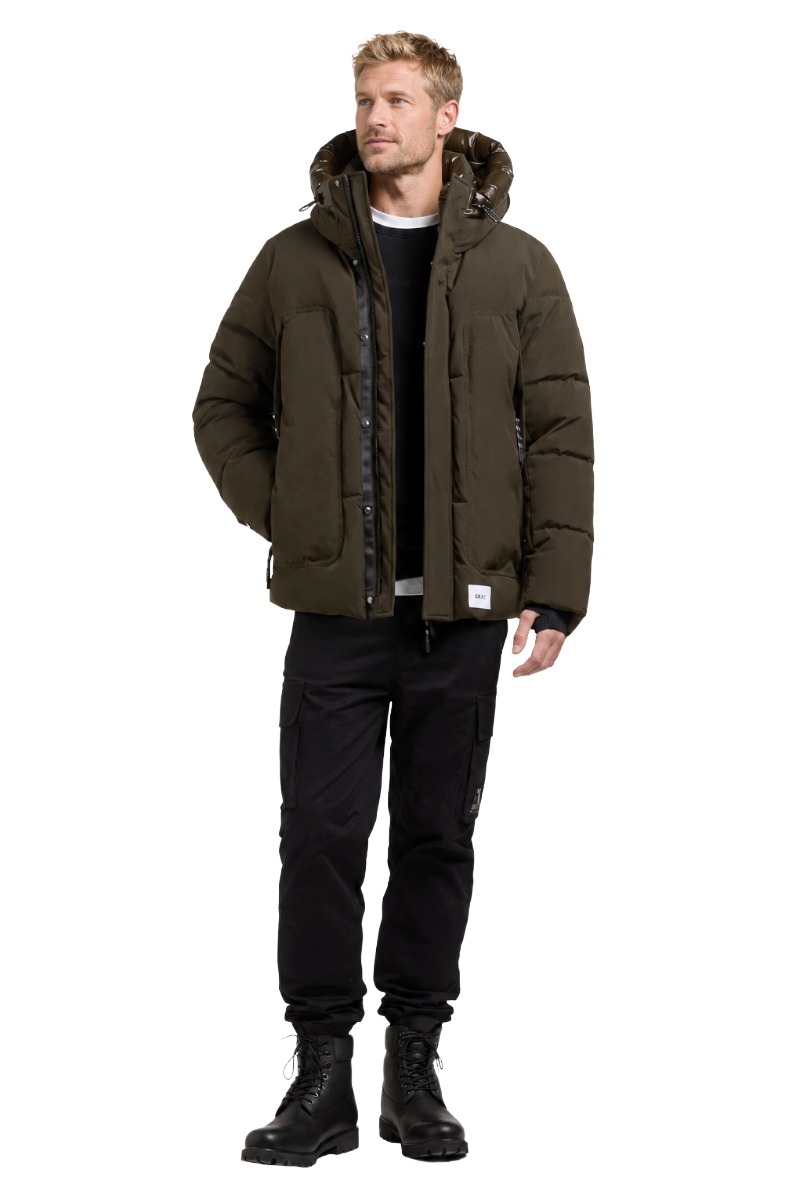 Khujo DARVIN Herren Steppjacke mit Kapuze und großen Taschen