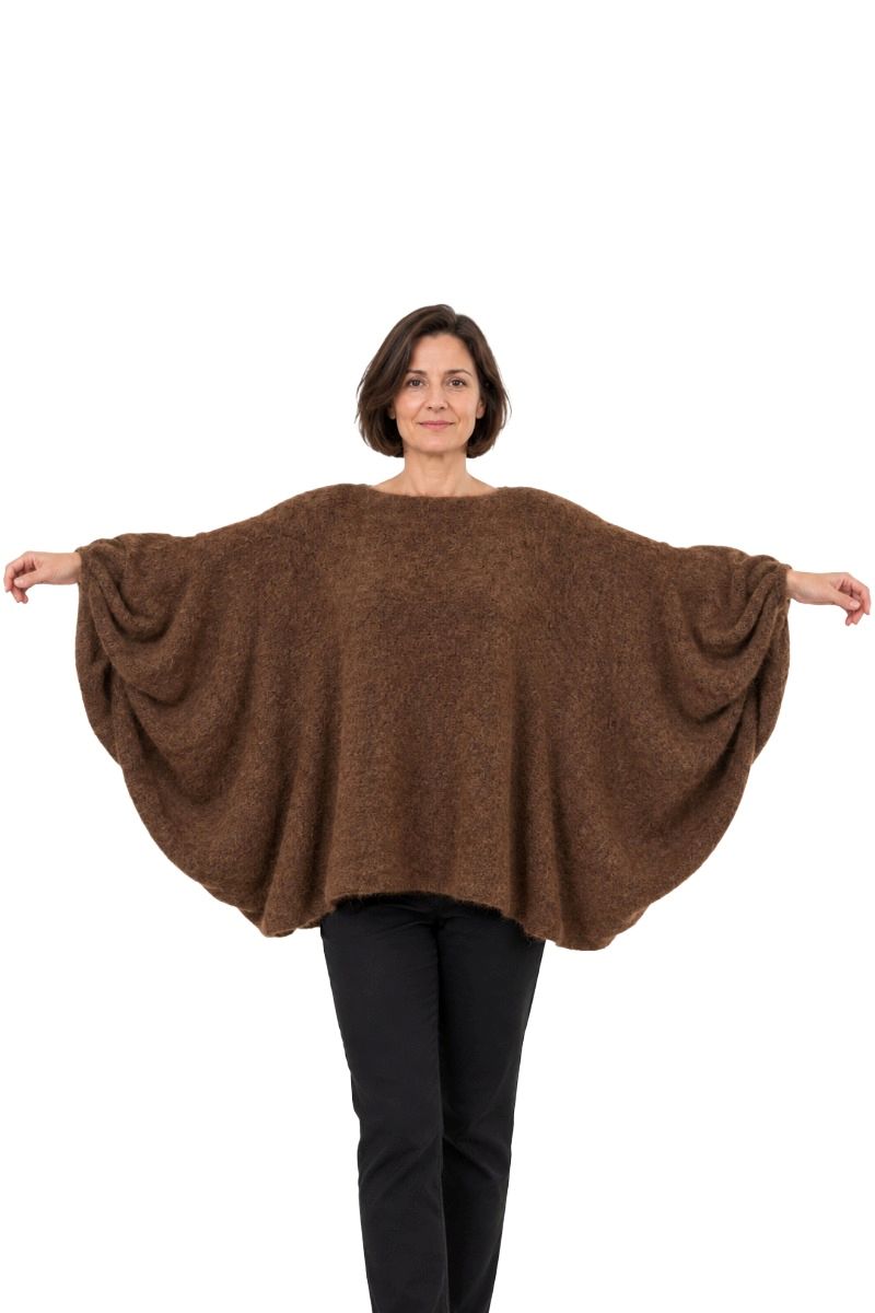Poncho-Pullover mit weiten Ballonärmeln