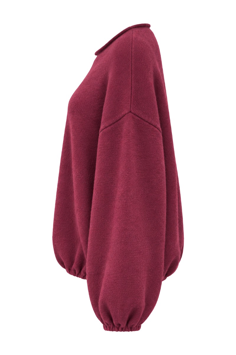 Ballon- Strickpullover mit U-Boot Rundhals