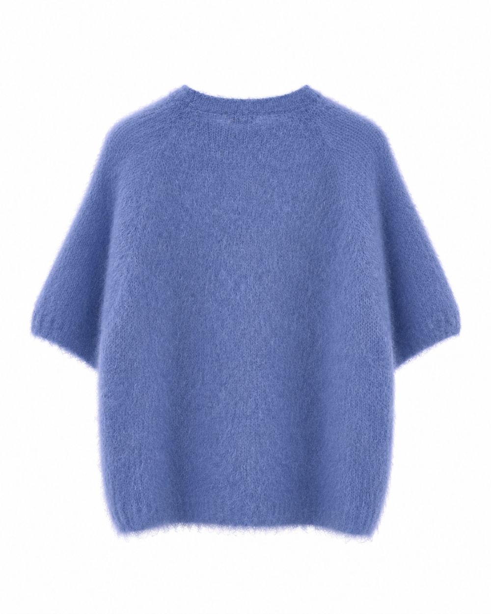 Strickpullover aus Kid - Mohair mit Rundhals und Kurzarm