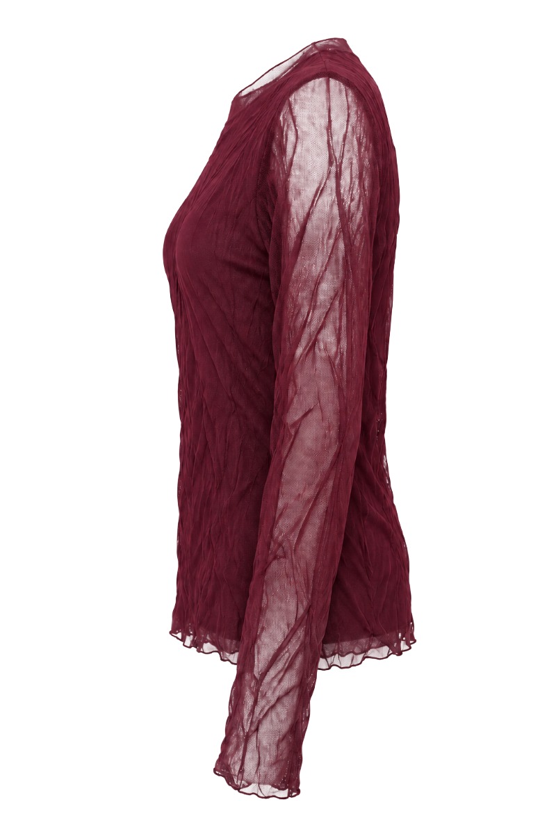 Mesh-Shirt mit Crinkle-Struktur & transparenten Ärmeln