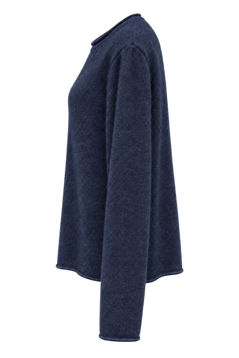 Feiner Strickpullover mit Rollkante & Angora