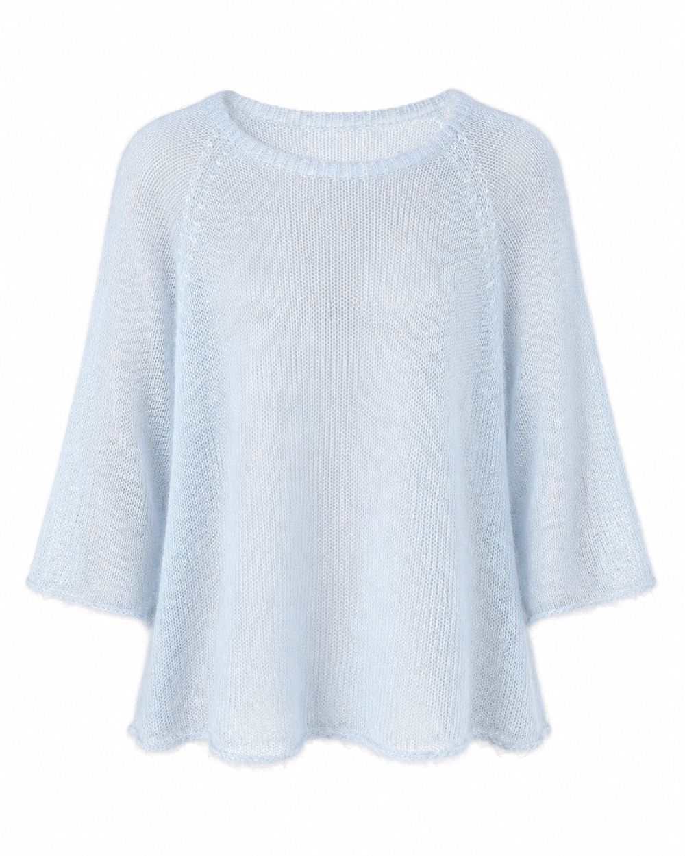Feiner Kid Mohair Damen Strickpullover mit 3/4 Arm