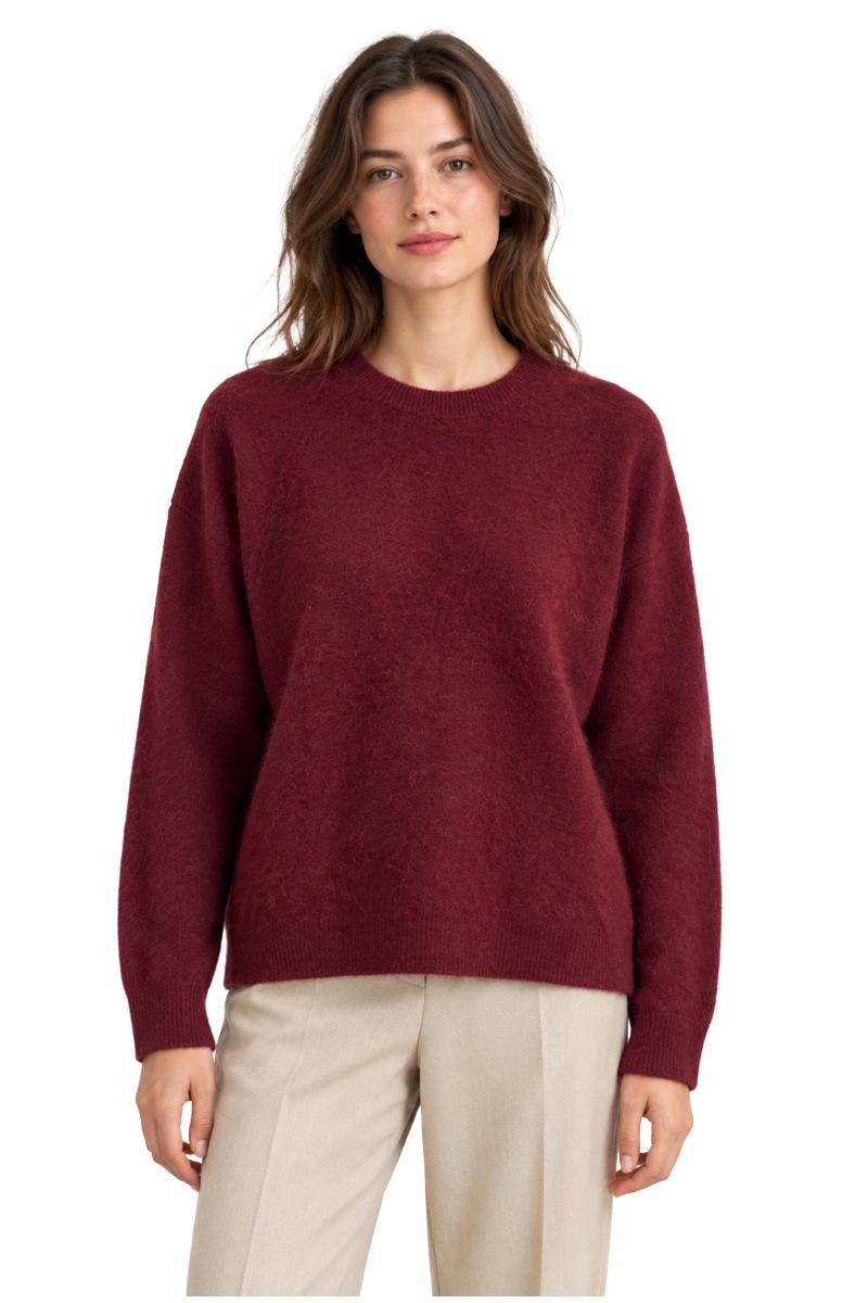 Feiner Damen Strick Pullover mit Rundhals aus Lanawolle & Kaschmir