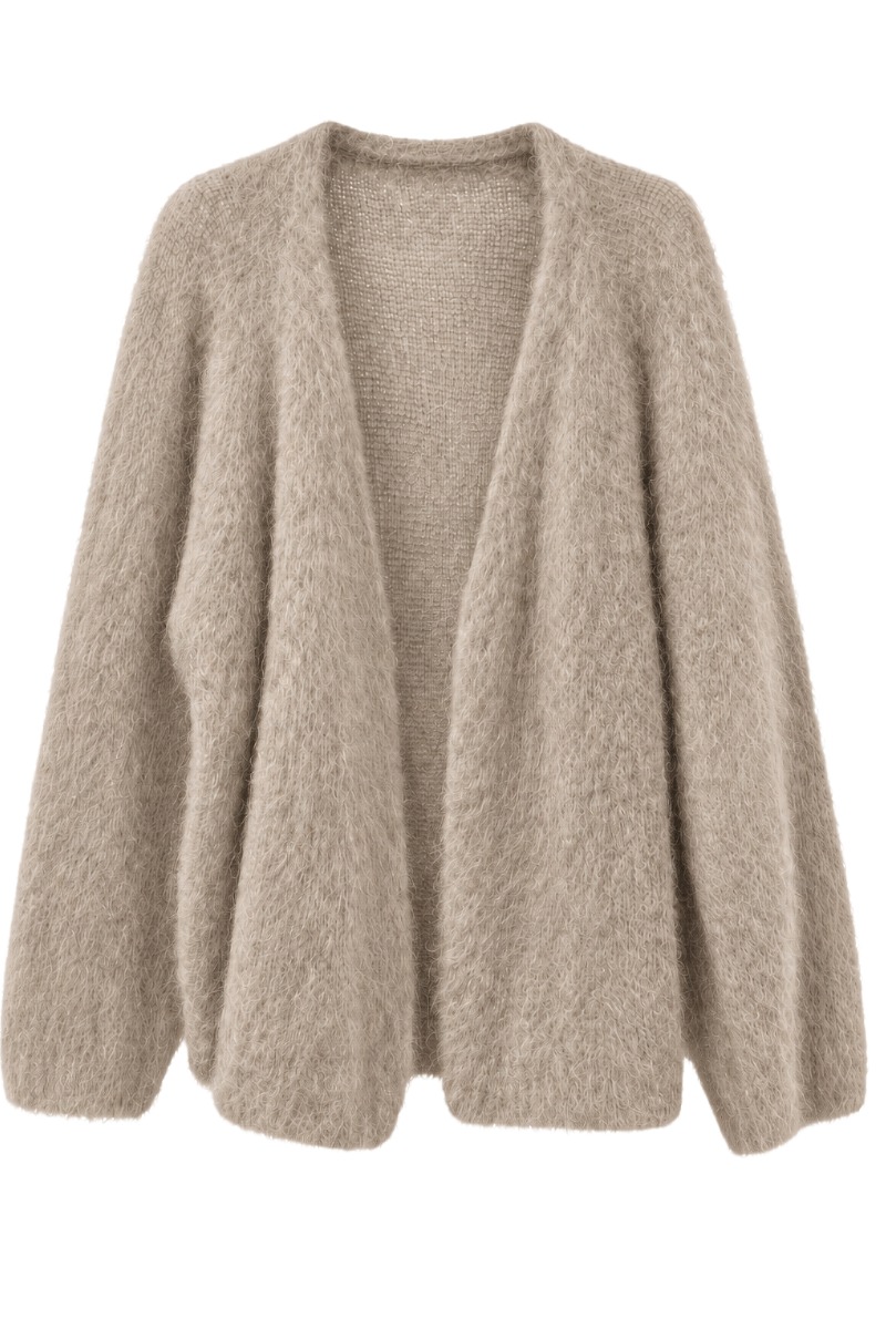 Offene Kid Mohair Strickjacke – 80 % Mohair Made in Italy