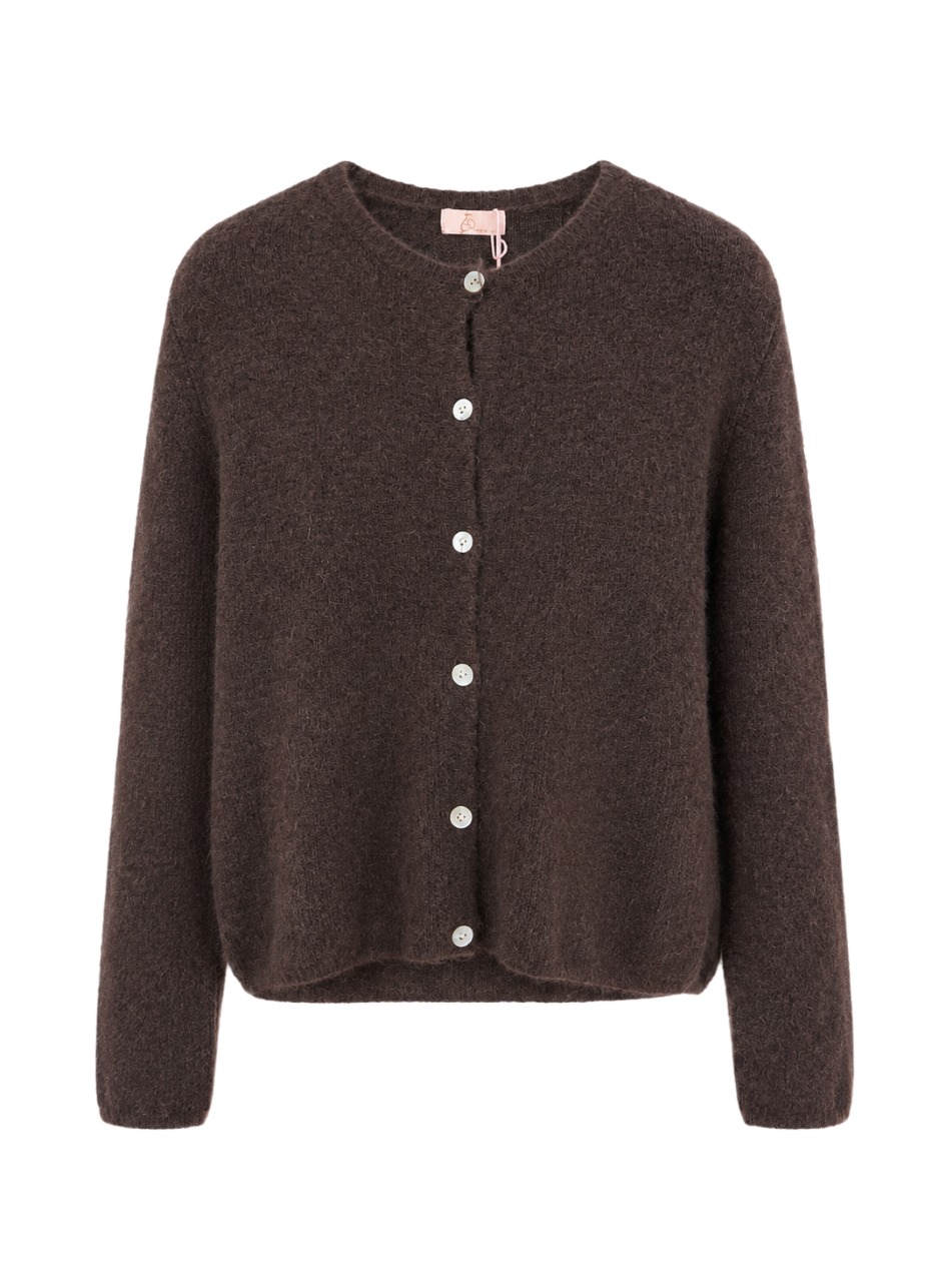 Feine Strickjacke mit Rundhals & Knopfleiste