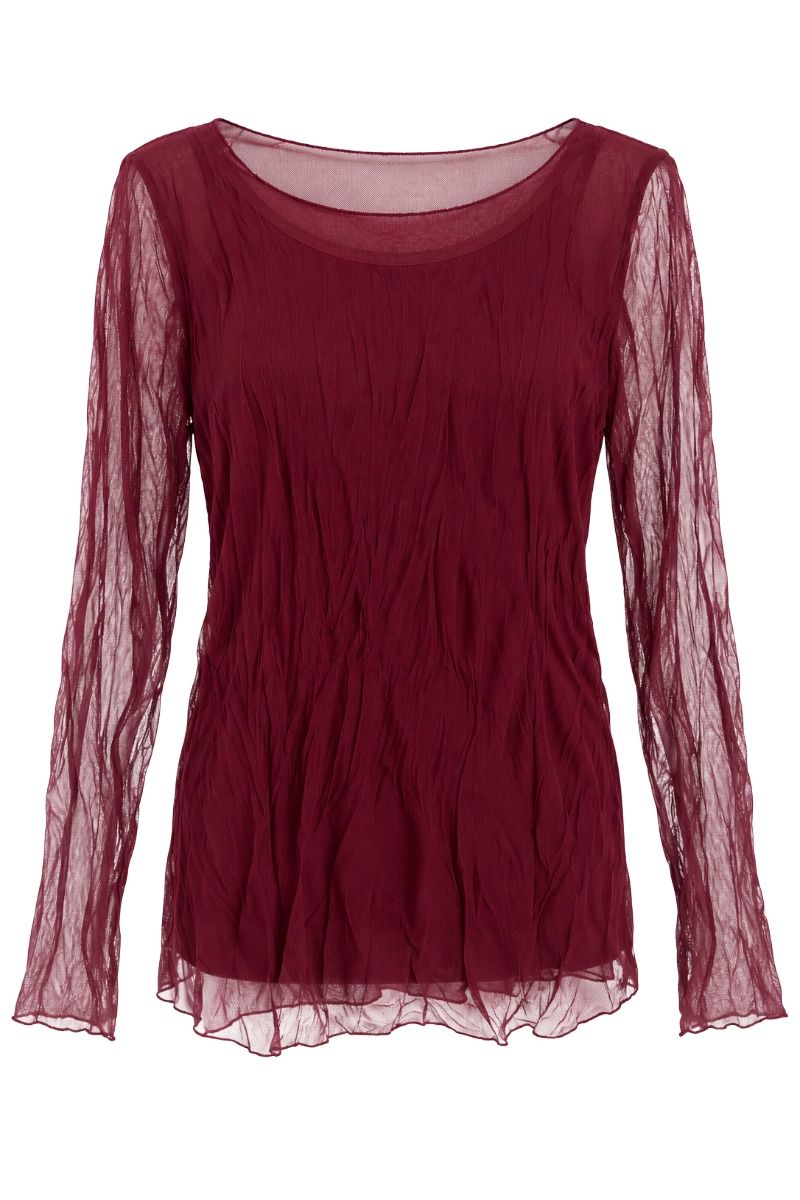 Mesh-Shirt mit Crinkle-Struktur & transparenten Ärmeln