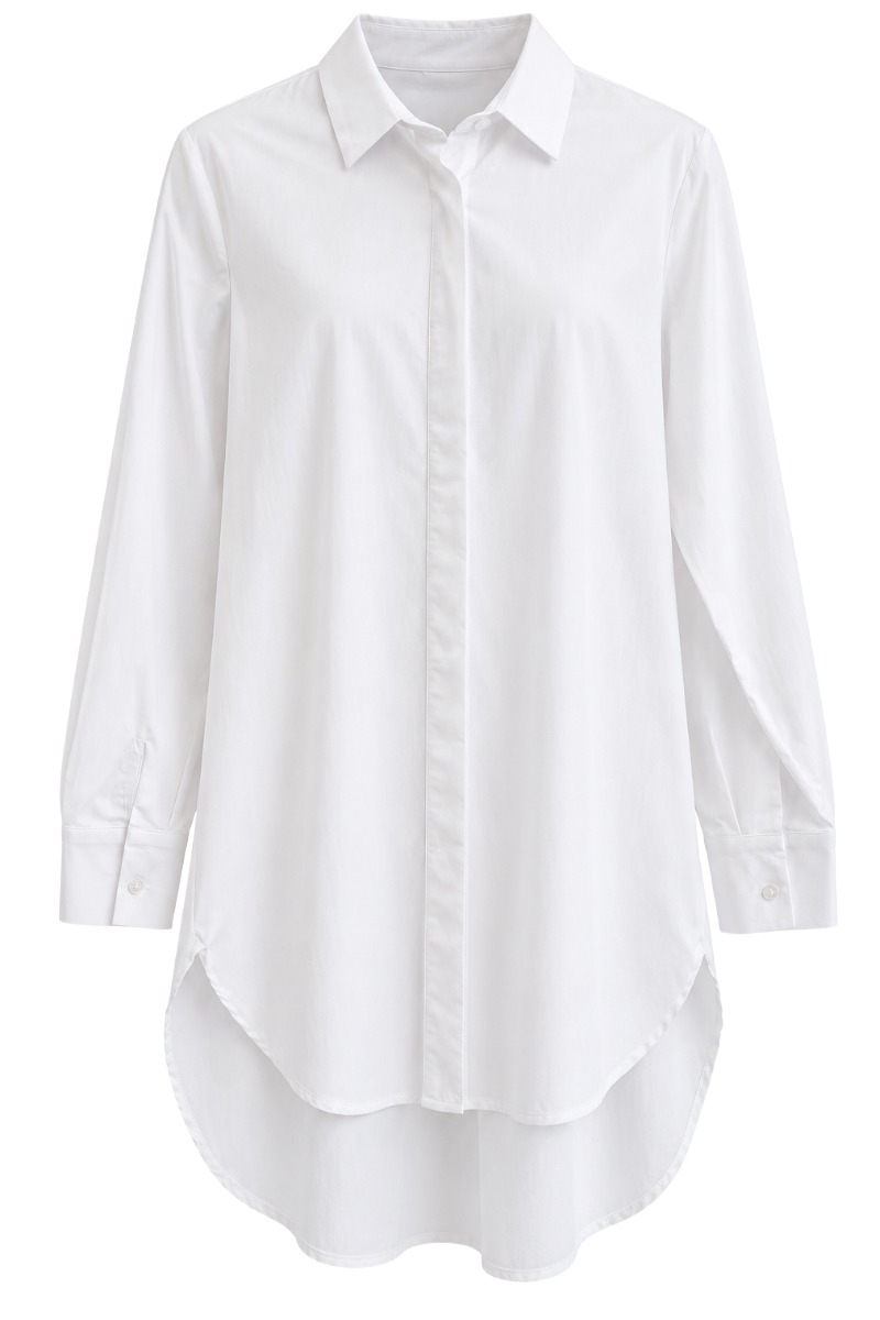 Esvivid Baumwoll Hemd-Longbluse 3047 mit verdeckter Knopfleiste