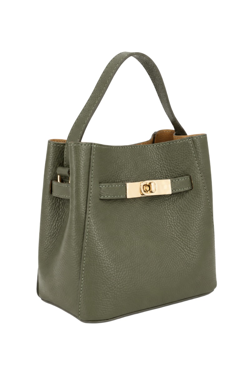 Leder Henkeltasche 0543 2-in-1 mit Drehverschluss & Innentasche