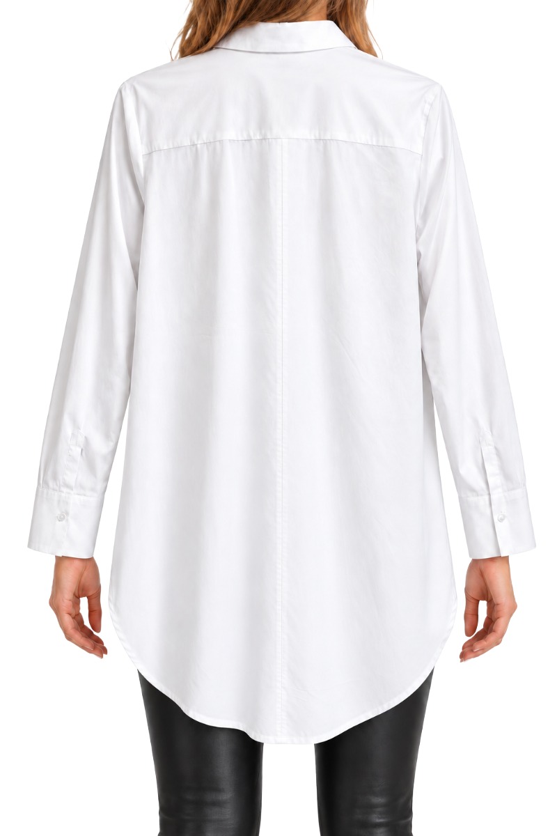 Esvivid Baumwoll Hemd-Longbluse 3047 mit verdeckter Knopfleiste