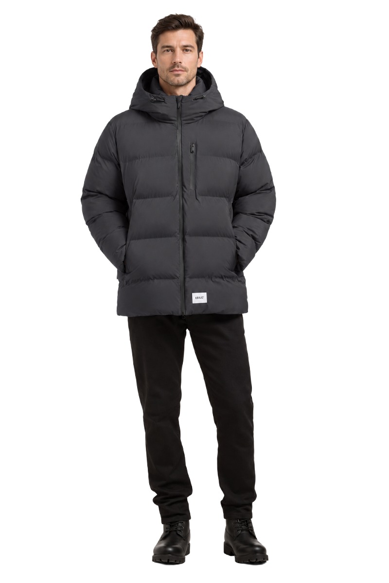 Khujo SILAS Herren Puffer-Steppjacke mit Kapuze und Brusttasche