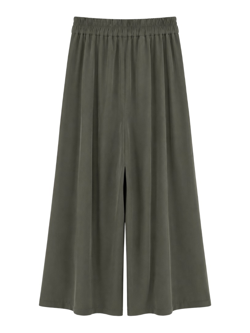 Fließende Palazzo-Falten-Hose mit Gummizug hinten