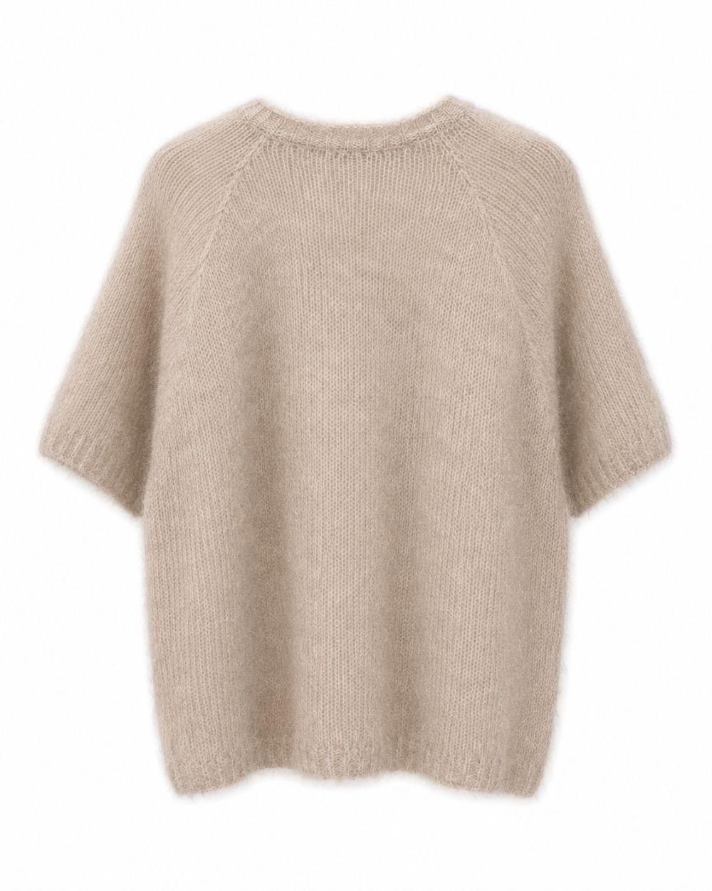 Strickpullover aus Kid - Mohair mit Rundhals und Kurzarm
