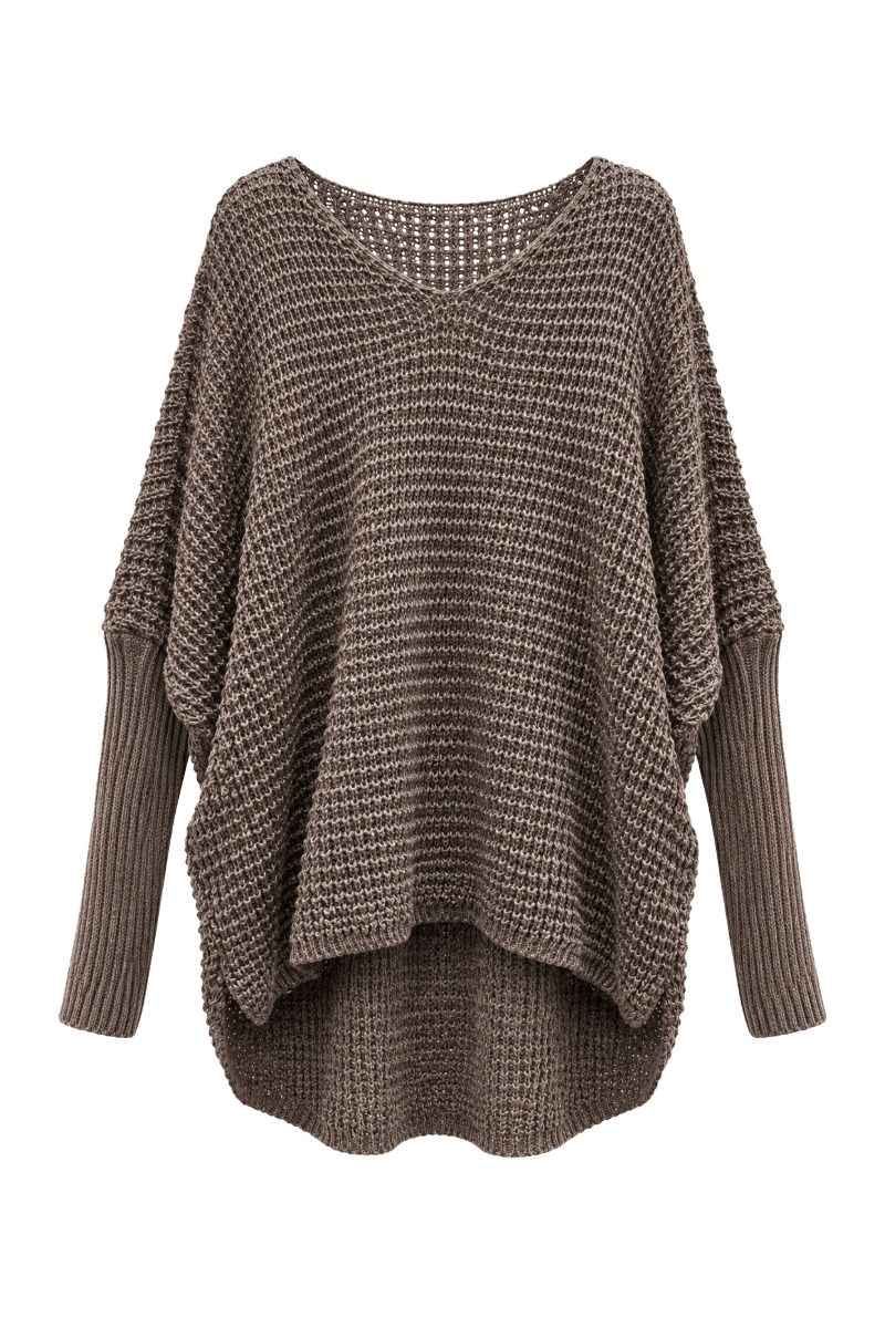 Oversized Grobstrick-Pullover mit langen Rippärmeln