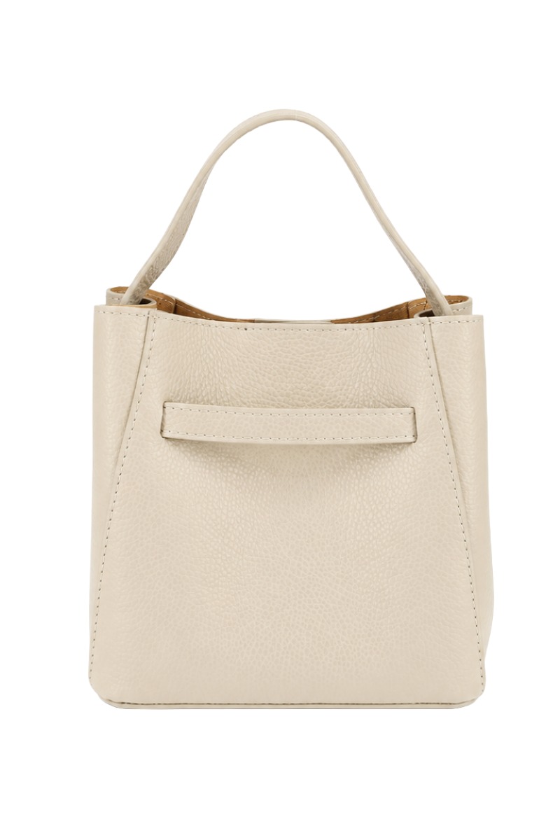 Leder Henkeltasche 0543 2-in-1 mit Drehverschluss & Innentasche