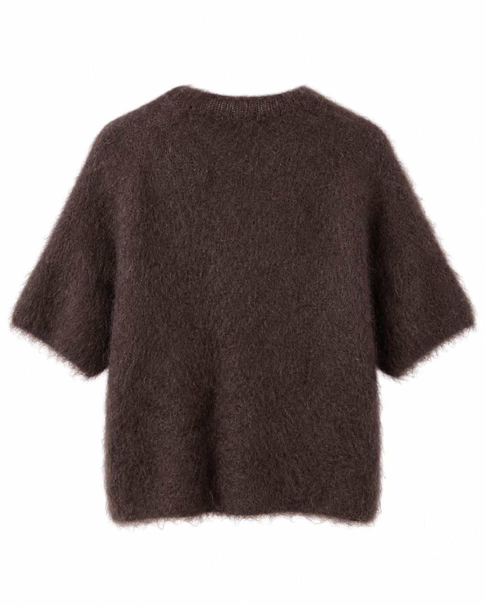 Strickpullover aus Kid - Mohair mit Rundhals und Kurzarm