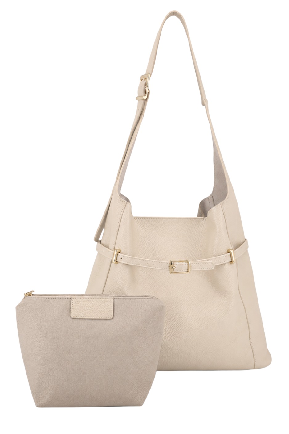 Elegante Echtleder Hobo Schultertasche mit Schnallen-Detail