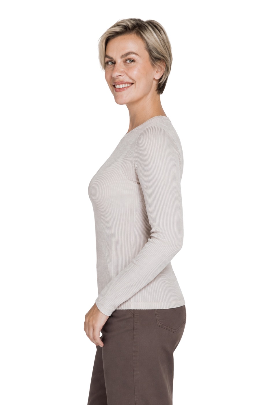 Zhrill Suki LS – geripptes Damen Langarmshirt mit körpernaher Passform