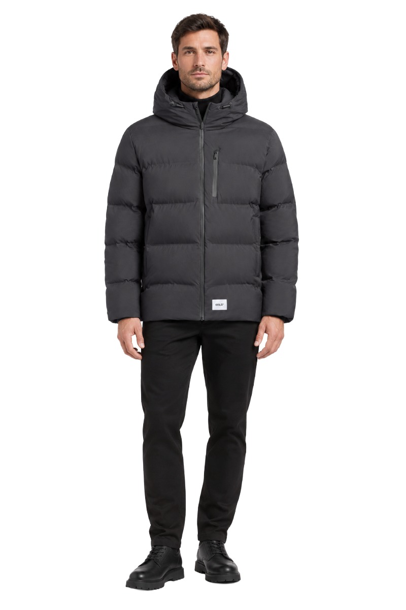 Khujo SILAS Herren Puffer-Steppjacke mit Kapuze und Brusttasche