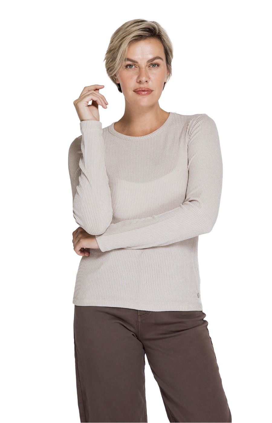 Zhrill Suki LS – geripptes Damen Langarmshirt mit körpernaher Passform