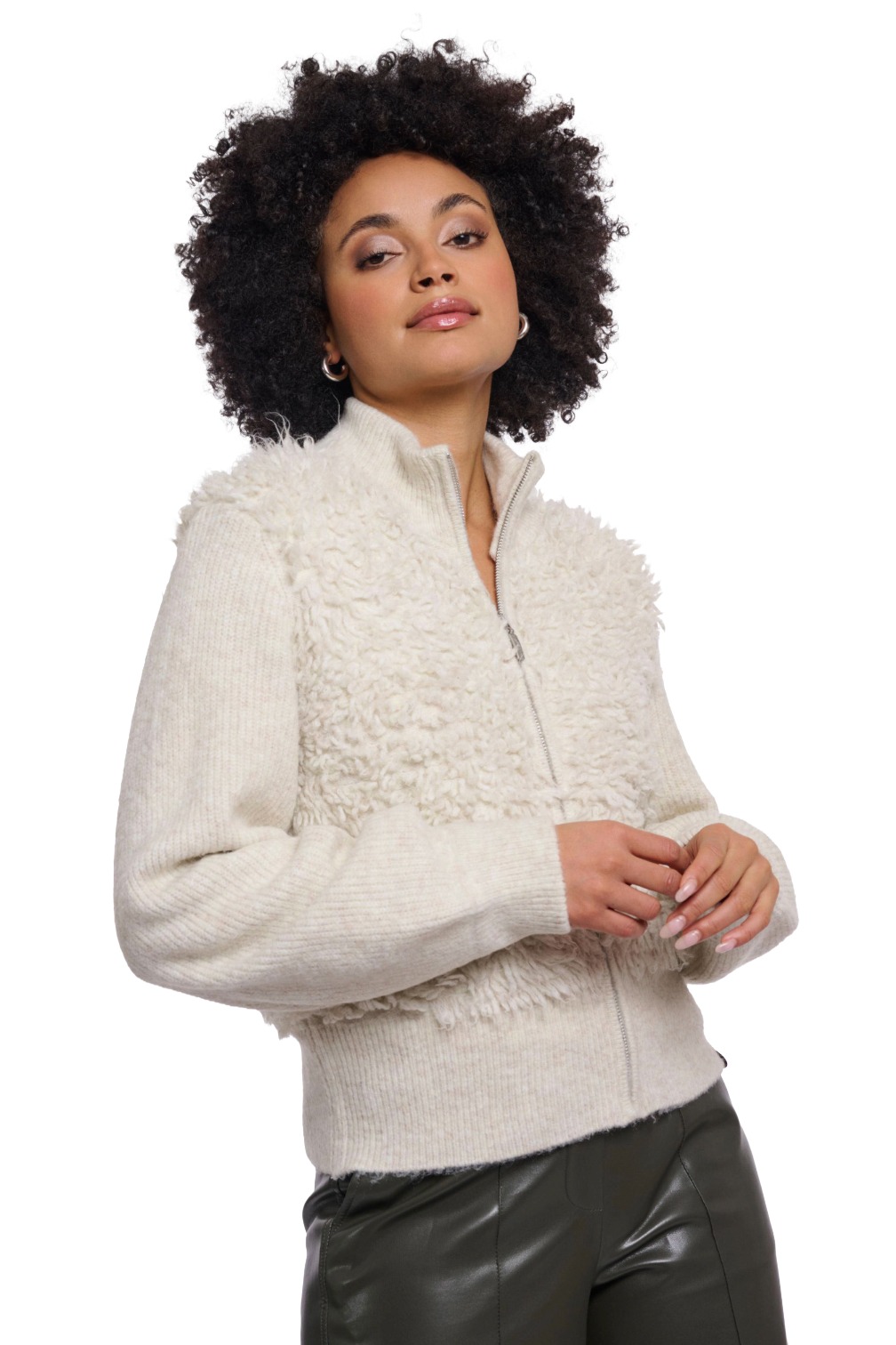 Rino & Pelle Malak Damen Strickjacke mit Teddy-Detail