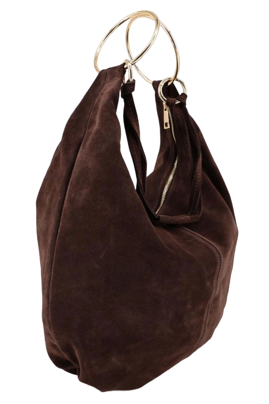 Wildleder - Shopper Hobo Bag 461 Damen Tasche mit Metallring-Henkel