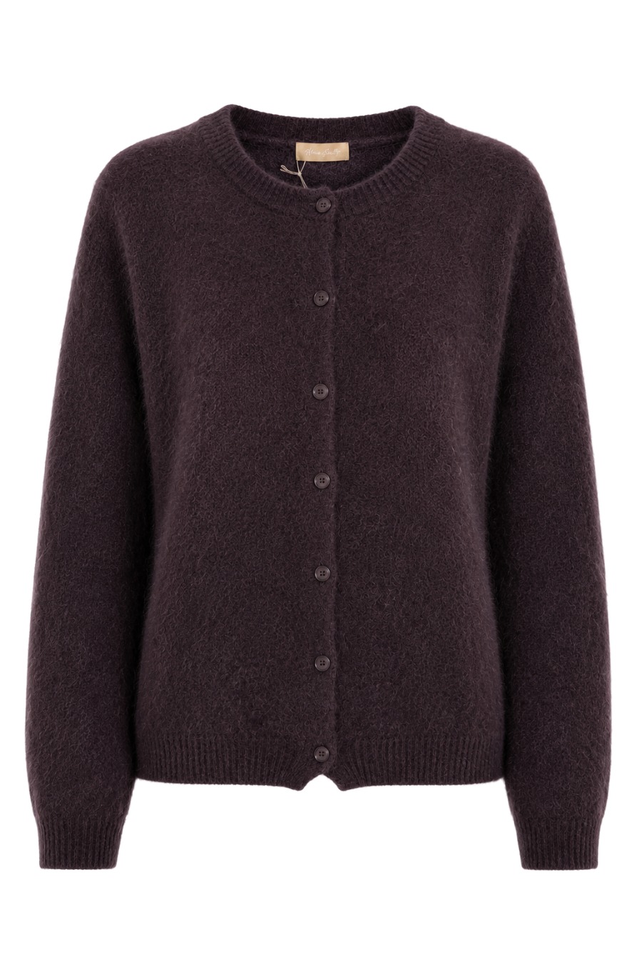 Feine Strickjacke mit Rundhalsausschnitt aus Lanawolle & Kaschmir
