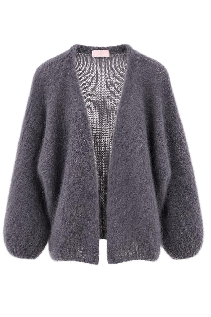Offene Kid Mohair Strickjacke – 80 % Mohair Made in Italy