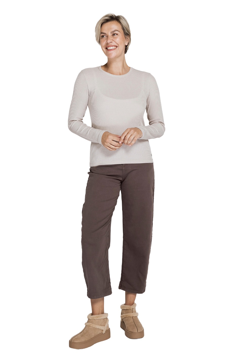 Zhrill Suki LS – geripptes Damen Langarmshirt mit körpernaher Passform