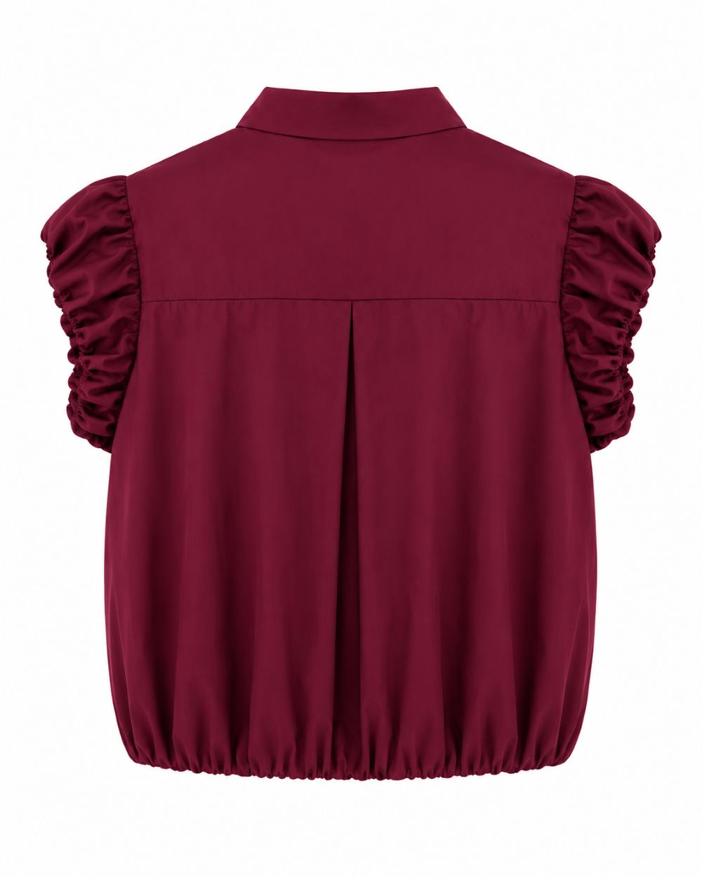 Damen Ballon-Bluse mit gerafften kurzen Statement-Ärmeln