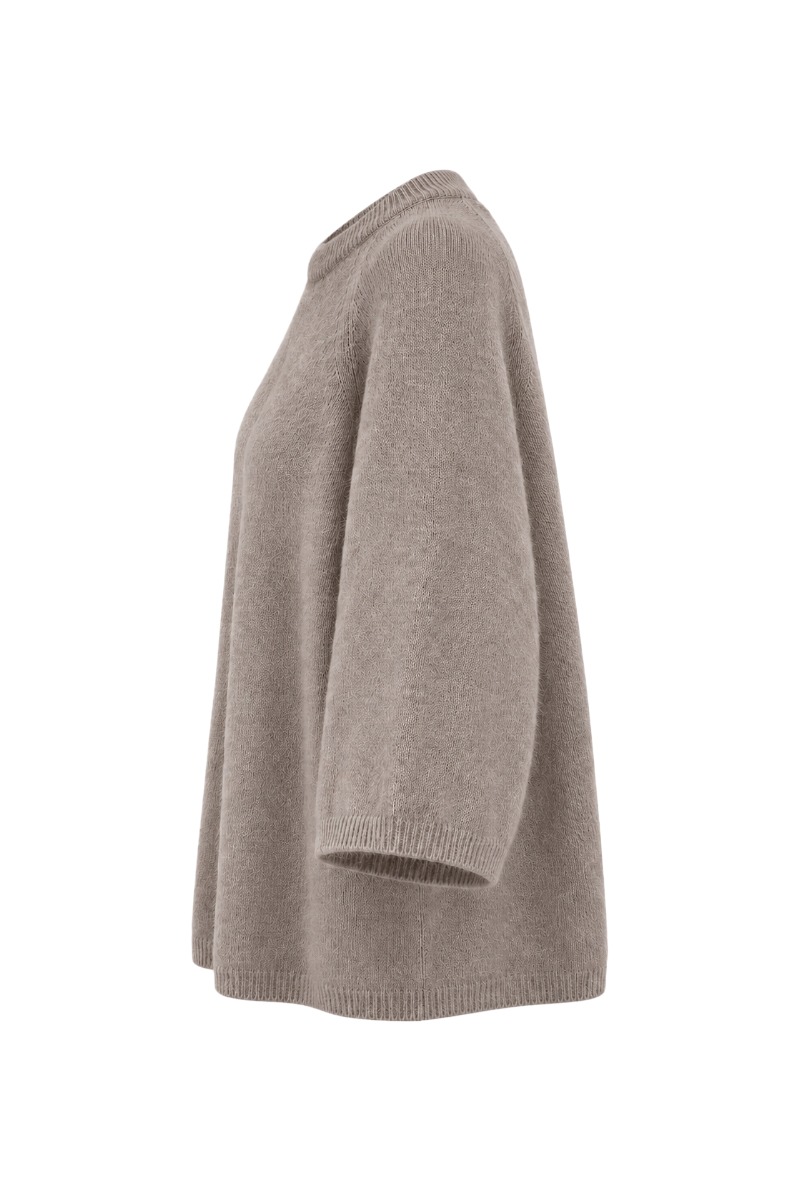Feiner Angora Strickpullover mit Halbarm & Rundhals