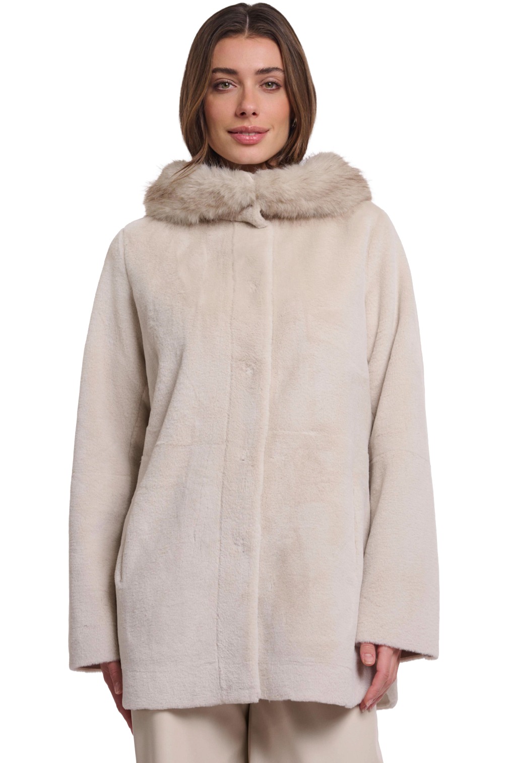 Rino & Pelle Mans Damen Kunstfell-Mantel