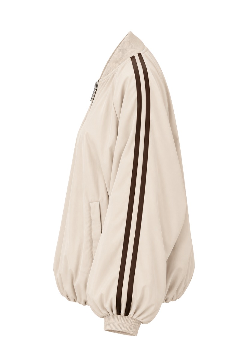 Damen Ballon-Blousonjacke mit Kontraststreifen & leichtem Futter