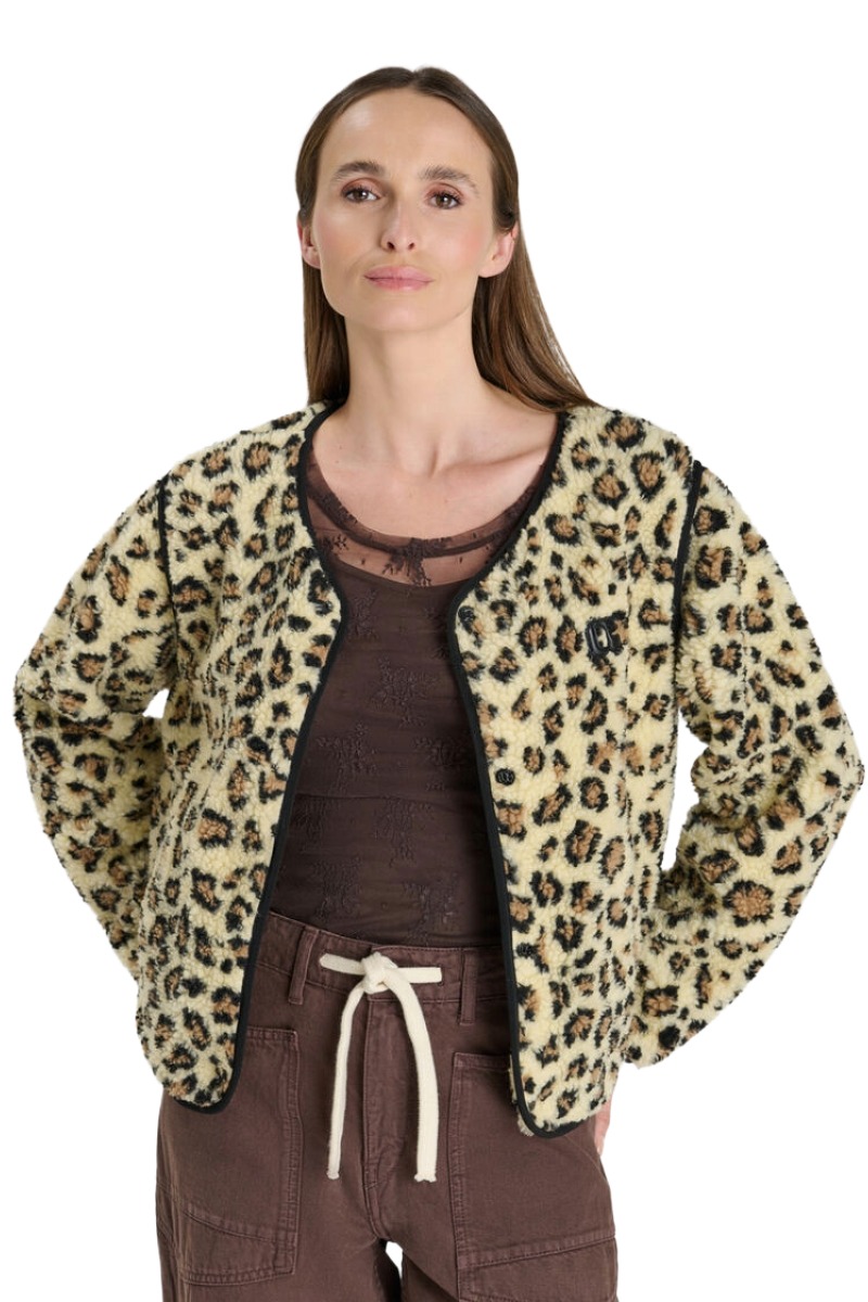 Le Temps des Cerises Poema Teddyjacke im Leo-Look
