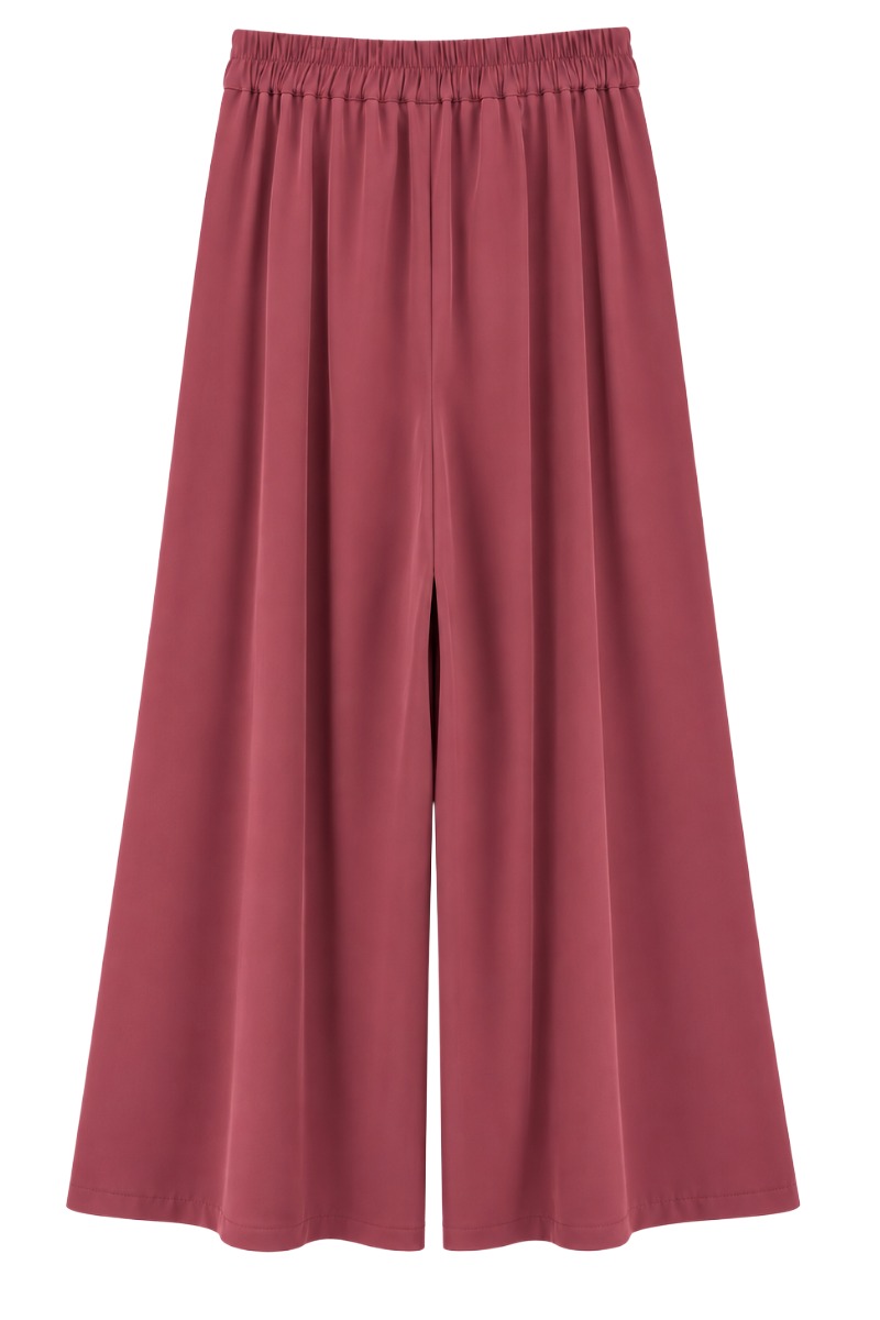 Fließende Palazzo-Falten-Hose mit Gummizug hinten