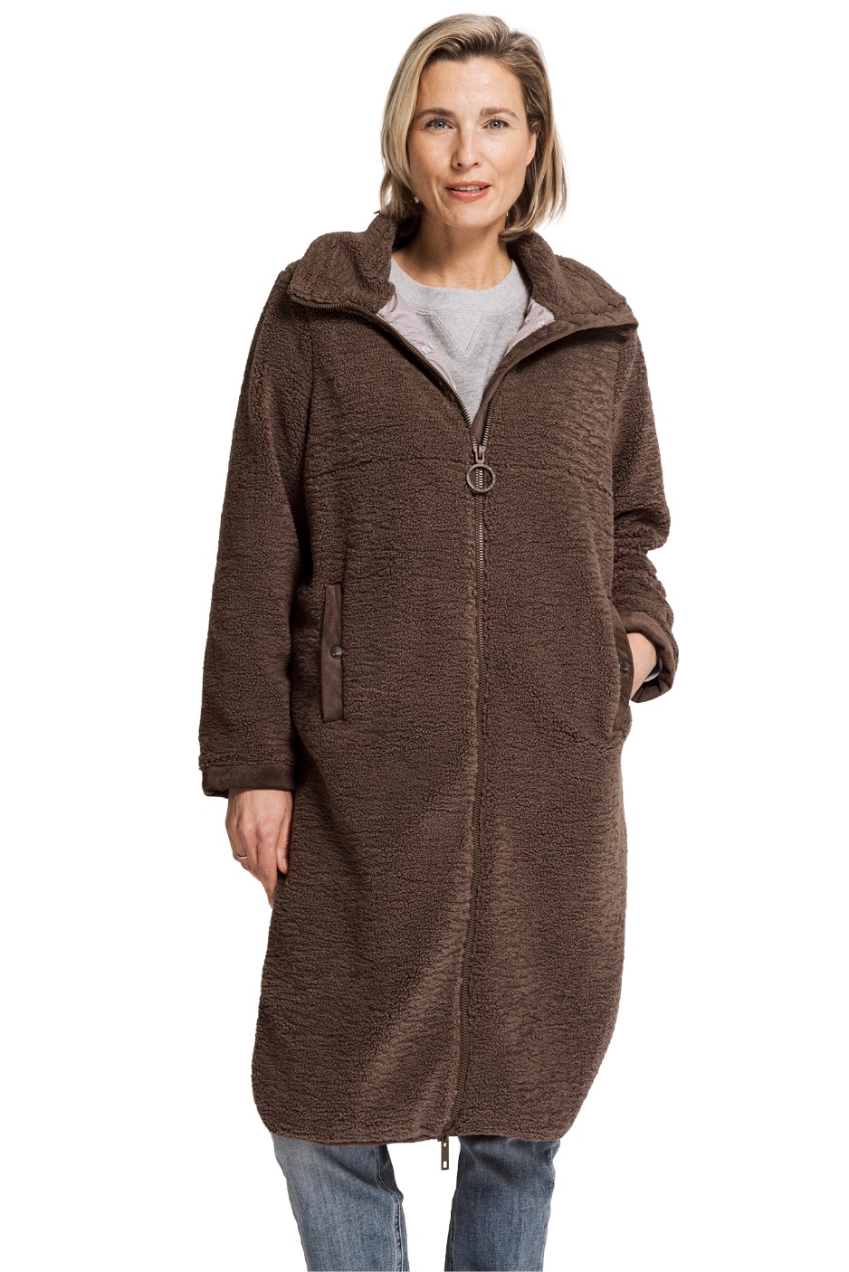 Zhrill Kartini Damen Teddy-Mantel mit Jacquard-Muster