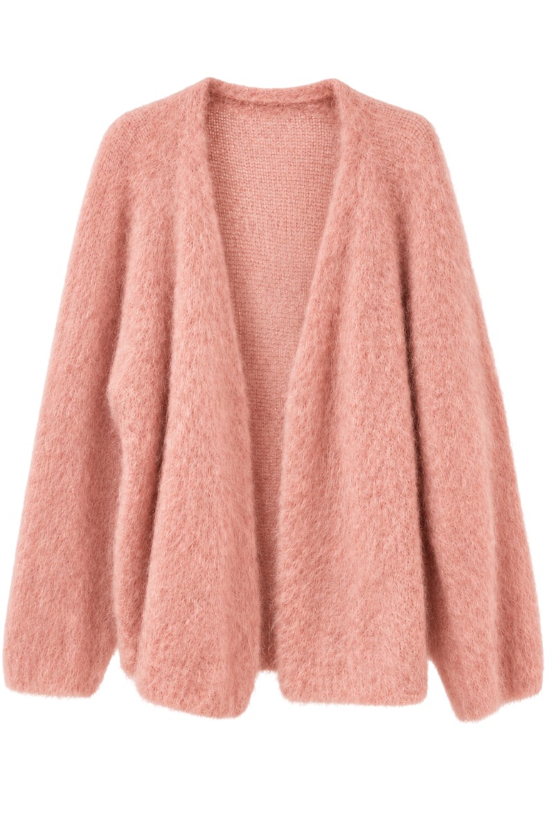 Offene Kid Mohair Strickjacke – 80 % Mohair Made in Italy