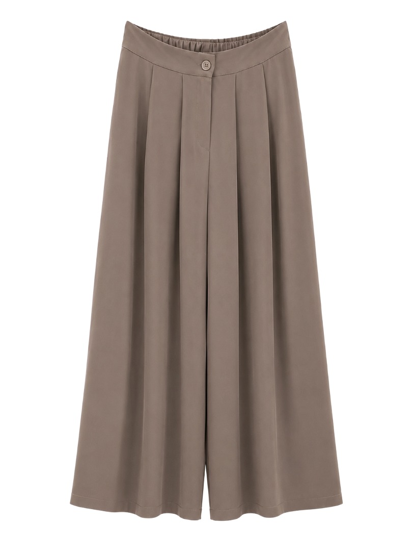 Fließende Palazzo-Falten-Hose mit Gummizug hinten