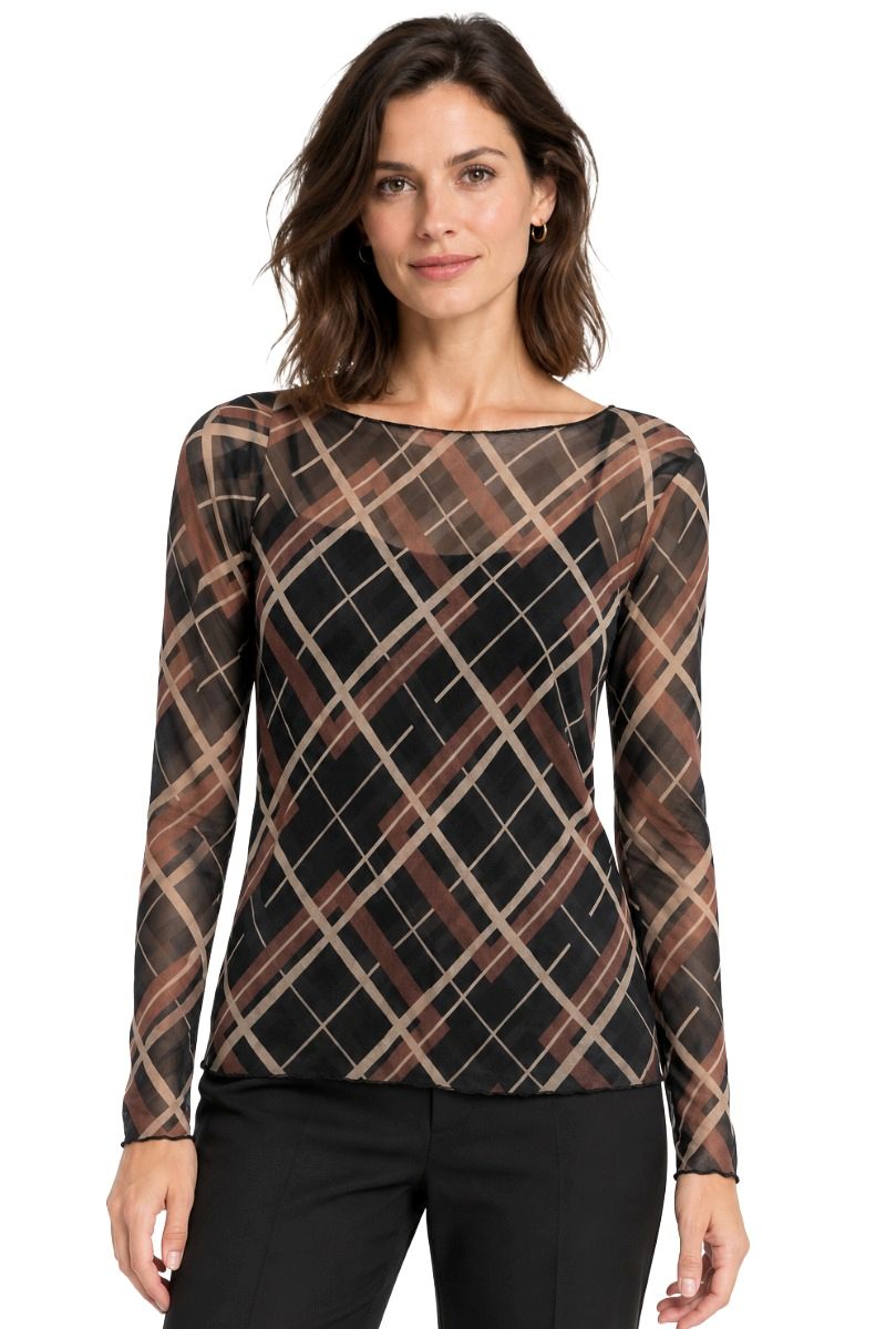 Leicht transparentes Unterzieh-Shirt Animal Print mit Kaschmir & Viskose