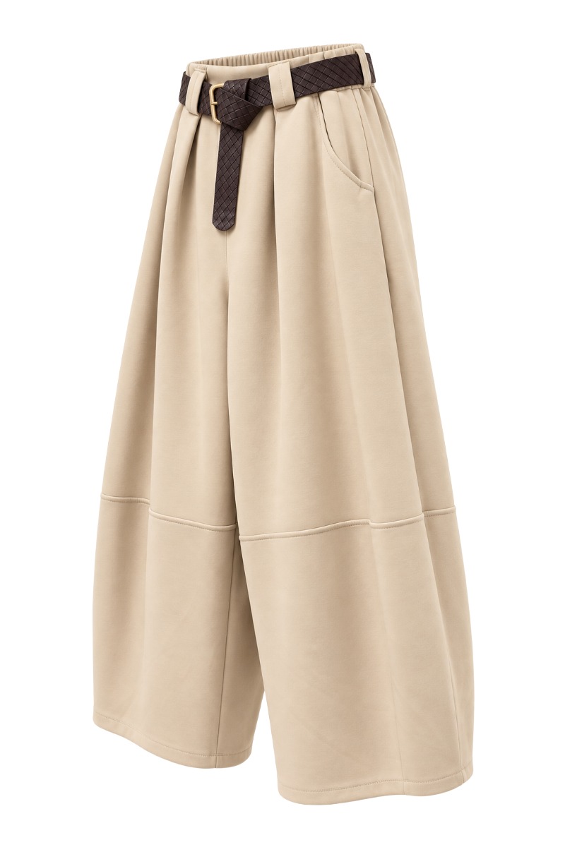 Barrel-Culotte Scuba mit Falten & Gürtel