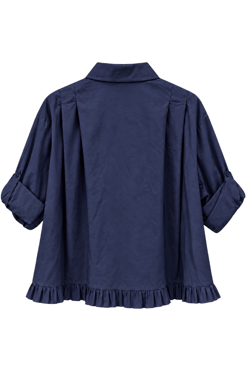 Bluse mit Rüschensaum, Falten an der Schulter & variablen Ärmeln
