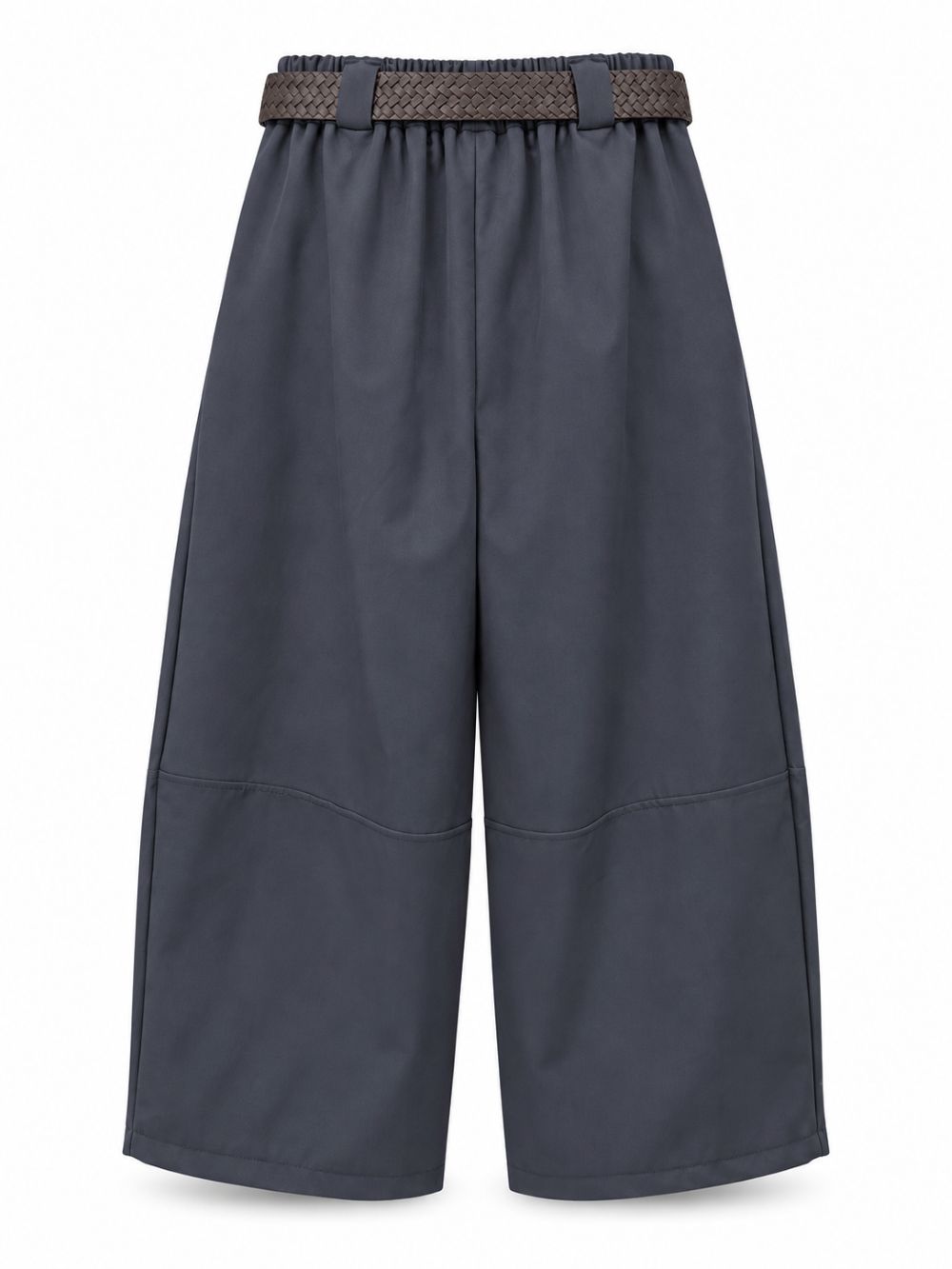 Weite Cropped-Hose mit Bundfalten und Flechtgürtel