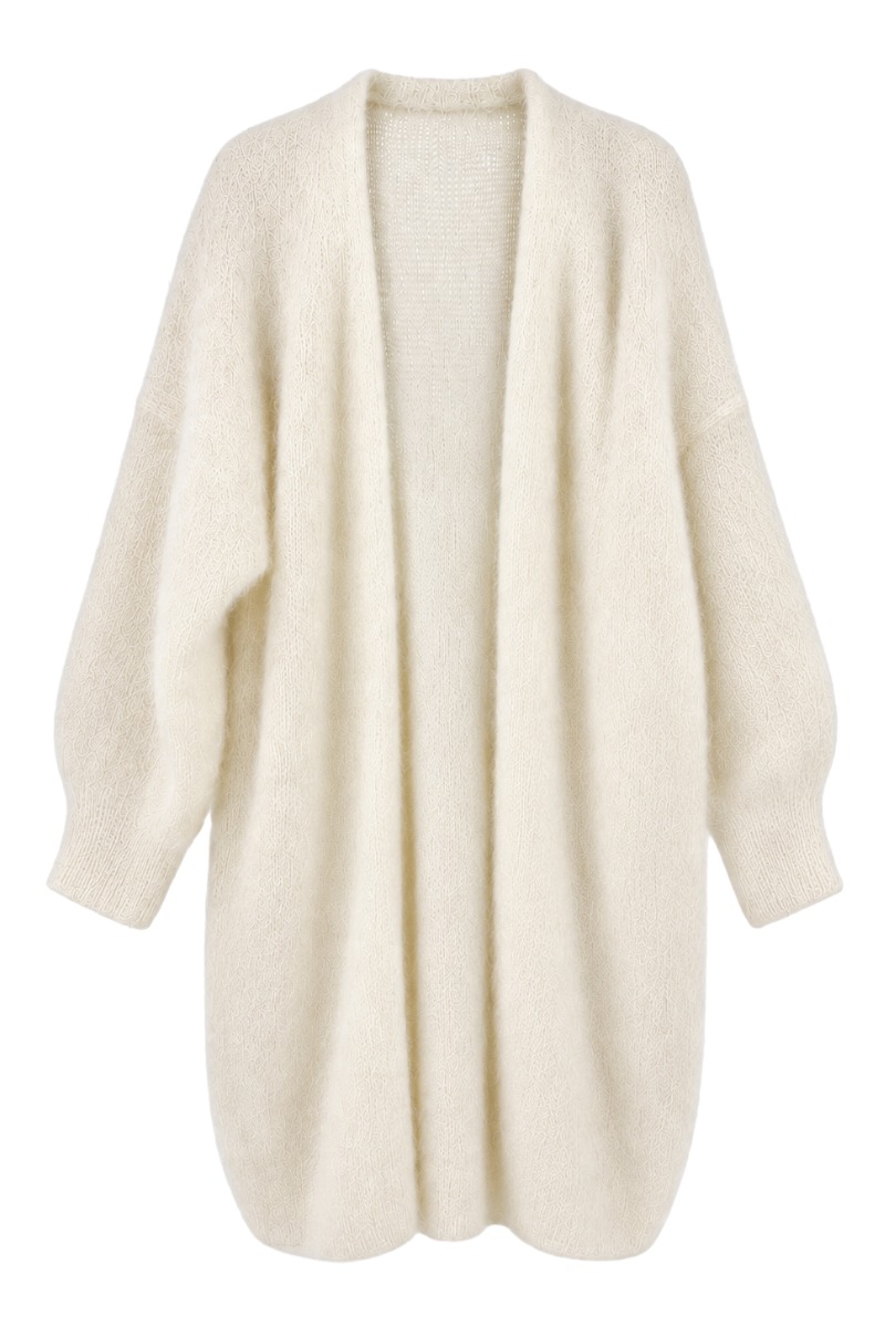 Kid-Mohair Midi-Strickmantel – 80% Kid Mohair
