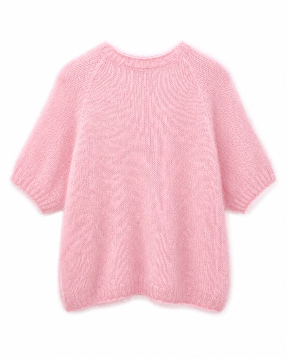 Strickpullover aus Kid - Mohair mit Rundhals und Kurzarm