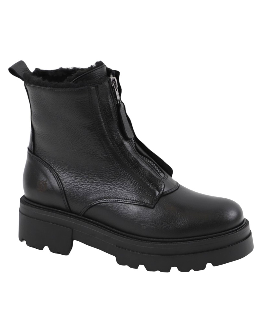Apple of Eden Big Star Damen Chunky Leder Zip Boots mit Warmfutter