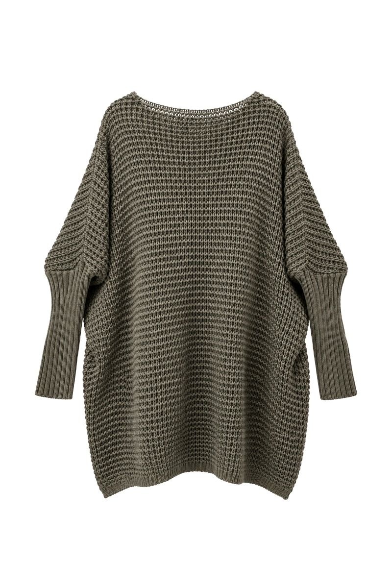 Oversized Grobstrick-Pullover mit langen Rippärmeln