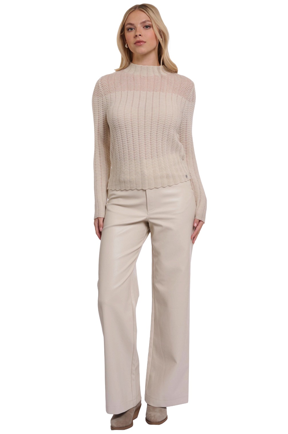 Rino & Pelle Ilvi Damen Ajour-Strickpullover mit Zickzackmuster