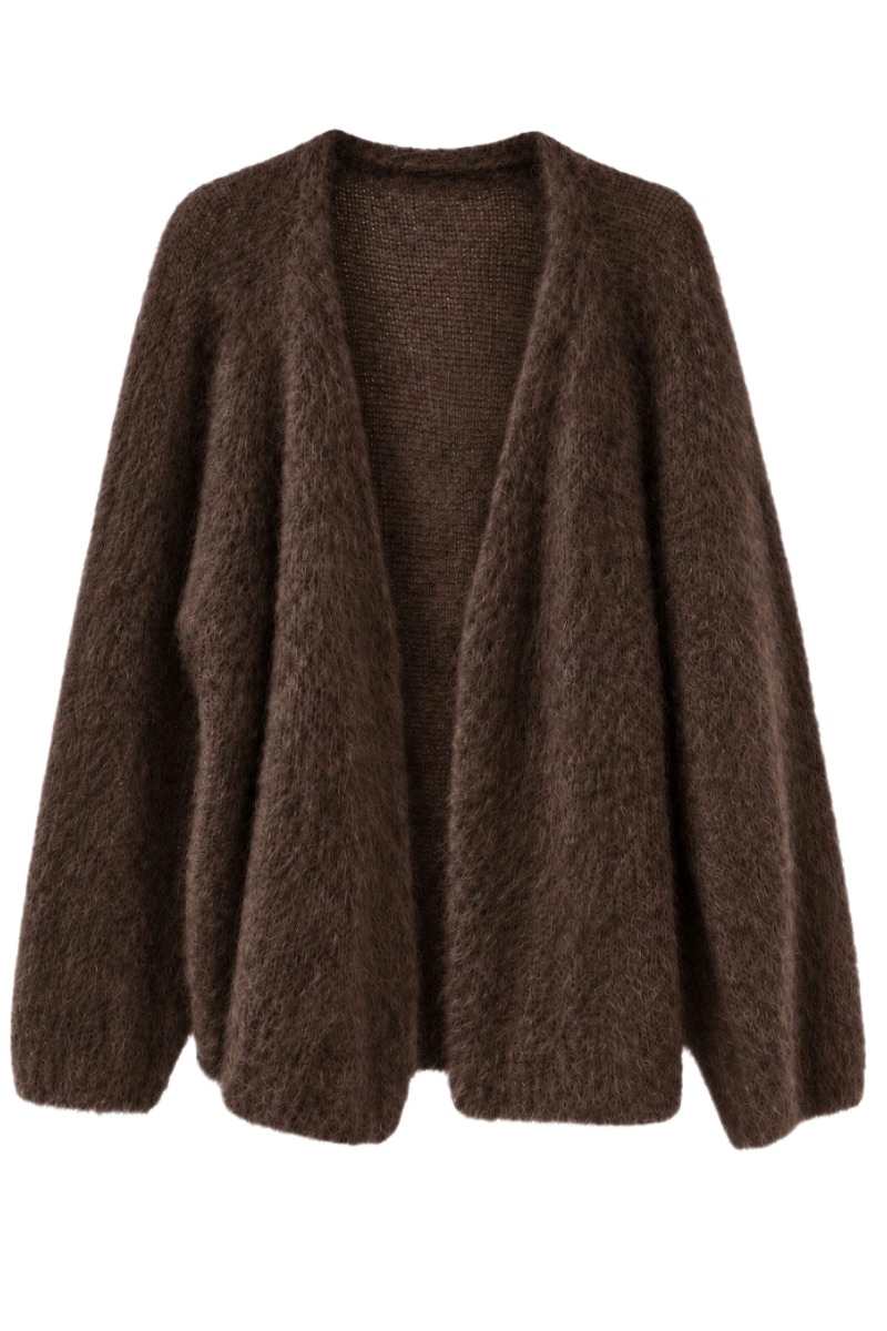 Offene Kid Mohair Strickjacke – 80 % Mohair Made in Italy
